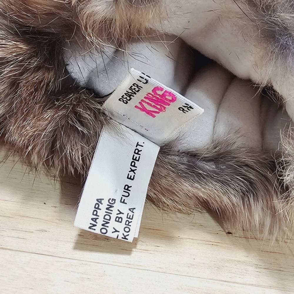 Beaver Universal King Saur Men's Fur Mittens Leather Palm 9" - Picture 7 of 10